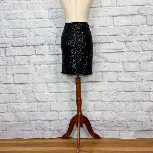 Ann Taylor Black Sequin Pencil Skirt - Picture 2 of 8